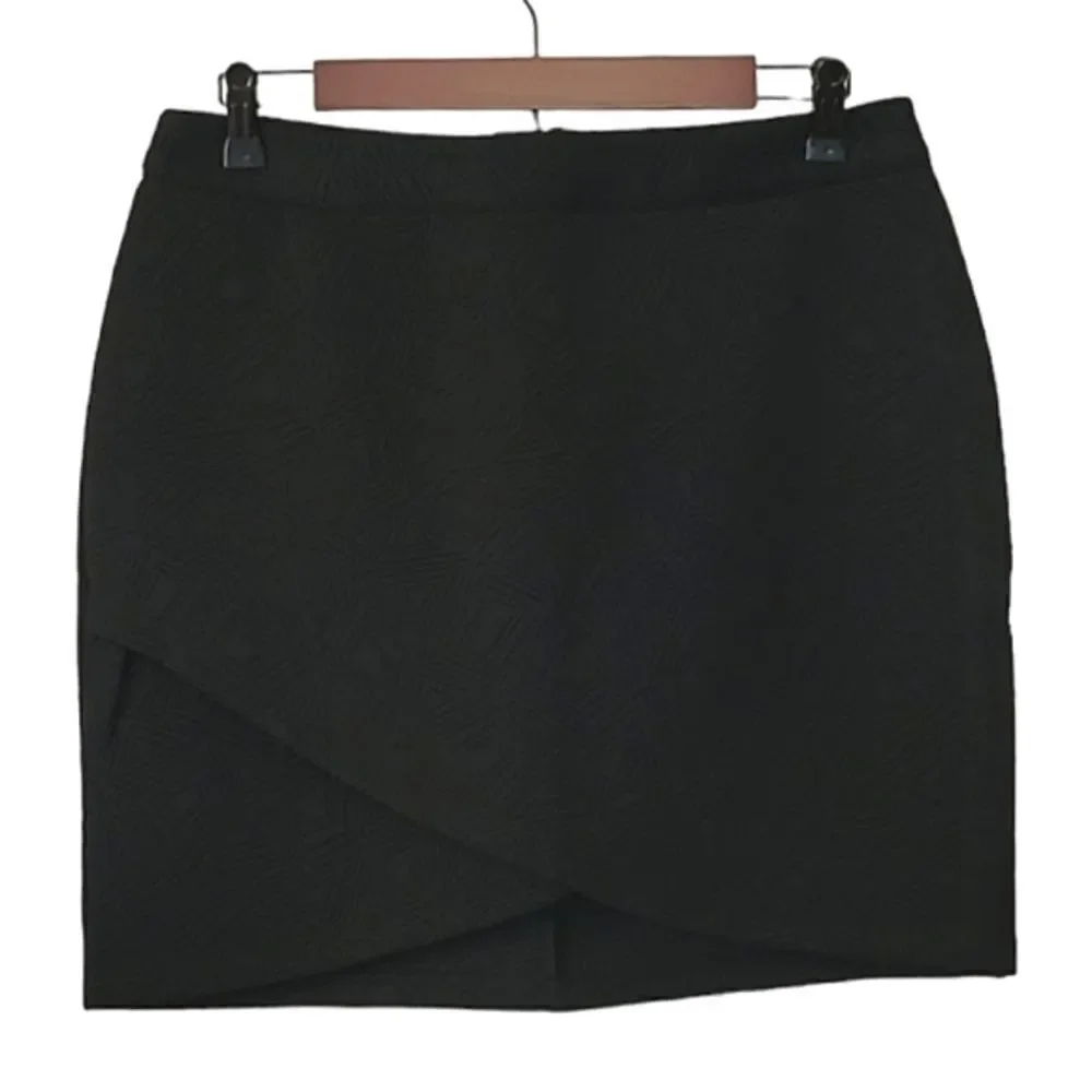 Mossimo Black Patterned Crossover Stretch Knit Pencil Skirt Size M